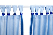 Kinderzimmer Baumwoll-Vorhänge Gardinen blau mit Schlaufen 1-Set 150x250 cm NEU