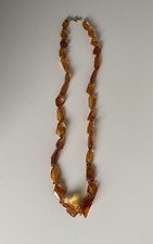 Damen Kette Aus Bernstein Honigfarben Modeschmuck