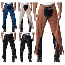 DE Herren Cowboy Chaps Westliche Showchaps Schritt Pant Halloween Cosplay Outfit