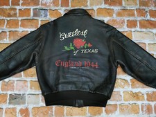 *AVIREX USA A2 PILOTEN LEDERJACKE*SWEETEST OF TEXAS 1944 ENGLAND*GR: L*TIP TOP