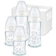 NUK First Choice+ Glass Baby Bottle Starter Set, 0-6 Months, Anti-colic, BPA-fre