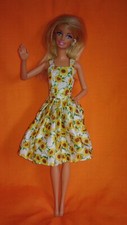 Barbie Kleid Puppen Kleidung Sonnenblume Blüten Muster Fashionistas Sommer K47