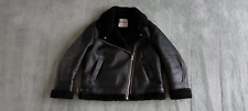 Bershka Damen Lederjacke Leder Jacke mit Teddyfell Pilotenjacke Größe L schwarz
