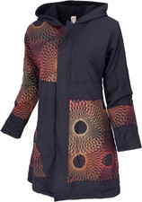 Boho Hippie chic Jacke, Patchwork Jacke, Kurzmantel - schwarz/rot