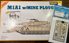 Dragon 1:35 Cyber-Hobby 9141 M1A1 w/Mine Plough "Desert Storm" + Eduard 35333