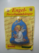 Engel Porzellananhänger - Weihnachten - Kerze haltender Engel - Blau - NEU / OVP