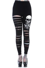 VERBOTENE Bekleidung Rockabilly Emo Gothic Punk geschnittene Schädelhände schwarze Leggings