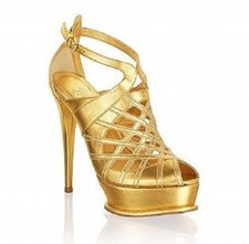 Anna dello Russo Designer Pumps H&M Gr. 37 High-heels Stilettos Leder gold Top!