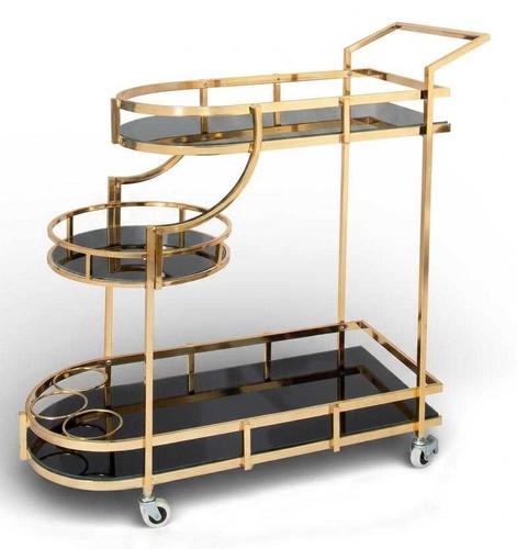 Servierwagen gold glas - gold, schwarz
