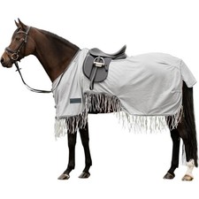 Waldhausen 135 cm Silbergrau/Grau Fliegenausreitdecke Protect mit Fransen