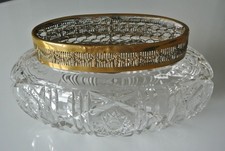 Antike ovale große Schale aus Bleikristall mit Aufsatz, seltenes Unikat