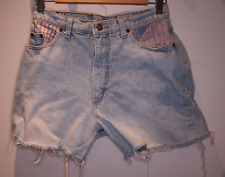 Vintage CHEWAN Short blue denim Stoffakzente kariert gestreift S/M *** 80er 90er