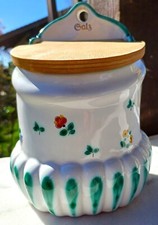 XL   Keramik - Salztopf mit Holzdeckel   " Gmundner Keramik - Streublumen "