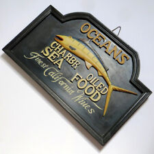 OCEANS Seefood Altes figurales Holzschild San Francisco um 1985 Fisch Restaurant