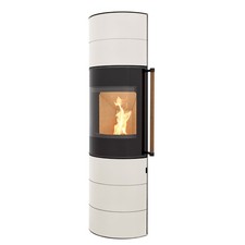 moderner Kaminofen Citro 2.0 XL Kamin oval creme weiß H&M schlank Schwedenkamin