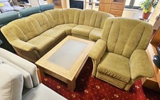 Eckcouch mit verstellbarem TV-Sessel grün (gebraucht)