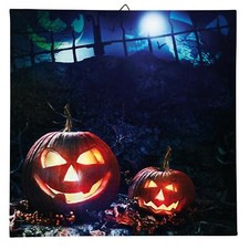 LED Bild Leuchtbild 4 LED warmweiß Deko Halloween Kürbis Paar Batterie Wanddeko