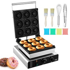 VEVOR 9 Stk. Elektrische Donut Maker Kommerzielle Donut Maschine 2000W Edelstahl