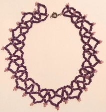 Tränen-Choker Kette in rosa/lila handgefertigt aus Roccailles