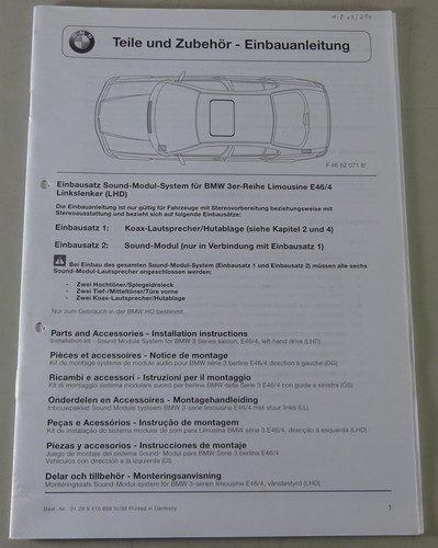 Einbauanleitung bmw 3er - einbauanleitung,