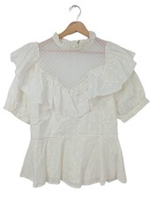 ASOS Rüschen-Bluse Damen Bluse Gr. DE 40 wollweiß Elegant