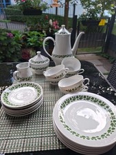 21 tlg Stadtlengsfeld DDR Kaffeeservice Geschirr Porzellan dezentes Muster 60er