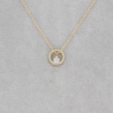 Wert 750 € Solitär Brillant Anhänger mit Kette (0,06 ct) 585 14 Karat Gelb Gold