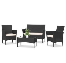 Sitzgruppe inkl. Tisch Gartenmöbel Garten Set Rattan Möbel Balkonmöbel Schwarz