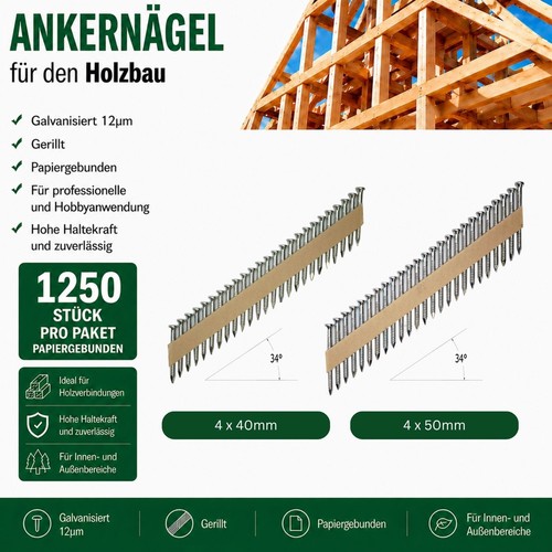 1250 stück ankernägel - stück, 34°
