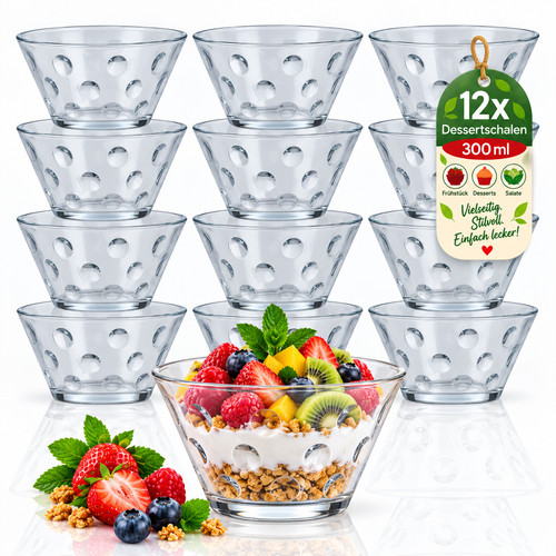 12x dessertschalen glas 300ml - dessertschalen,