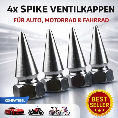 Spike ventilkappen silber - 4x,