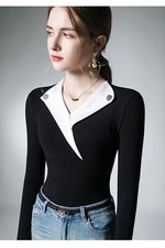 Damen elegant Langarmshirt Top