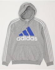 Adidas Herren Grafik Hoodie Pullover Small Grau Baumwolle BT06