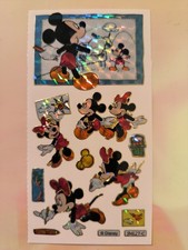 Sticker Aufkleber Prismatisch Glitzer Goldrand Disney Micky + Minnie Maus Top