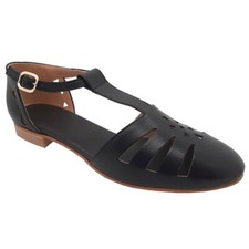 Swivells Damen Swing Schuh - Donna - Schwarz Leder