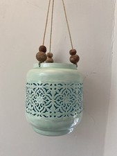 Metall Deko Hänge Laterne Windlicht Türkis Marokko Impressionen Shabby Skandi 