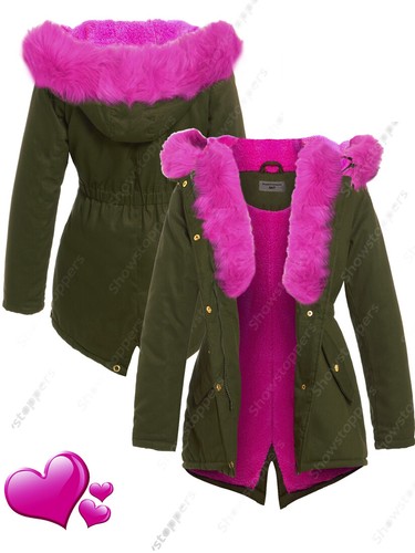 Neu rosa pelz parka mantel - neu,