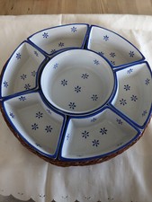 Vintage Keramik Snackschalenset 7- teilig im Korb