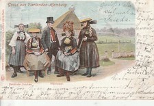 AK Gruss aus Vierlanden Hamburg Vierländer Trachten Auto Chrom Karte 1901