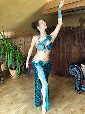 Profi-Bauchtanzkostüm | Petrol-Smaragdgrün | Gr. M