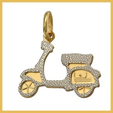 Anhänger aus Echt Gelb Weiß GOLD 750 18k Vespa Roller Motorrad Italien Charm