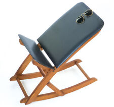 Fußschaukel Massivholz Kunstleder gepolstert Fußhocker Fußablage