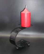 Vintage Kerzenständer Gusseisen Schmiedeeisen emailliert mit Kerze , TOP