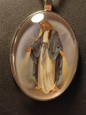 Halskette in Silber Amulett unsere geliebte heilige Jungfrau Maria  glasiert
