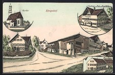AK Königsdorf, Gasthaus zur Post, Bes. Hand Hofherr, Kirche und Pfarrhaus 1917 
