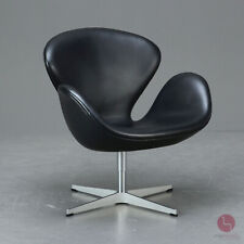 Fritz Hansen Swan Chair - Lounge Sessel Leder Schwarz Stuhl drehbar Jacobsen TOP