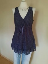 Top Spitze edc by Esprit XS grau Kleid M Longtop Tunika Lagenlook violett