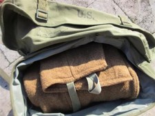 Orig US Kampftasche Pack Field Cargo M-1945 & WWII SchlafsackSleeping Bag Wool