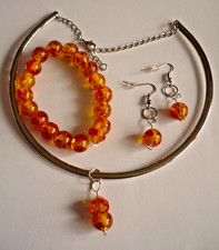 SchmuckSet bernstein silber