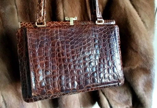 Vintage krokodil handtasche - krokodil,